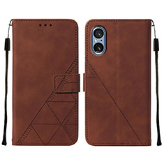 Coque Portefeuille Livre Cuir Etui Clapet YB1 pour Sony Xperia 5 V Marron