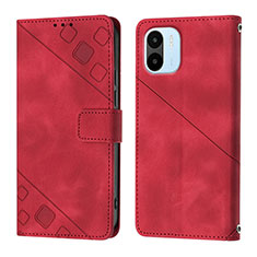 Coque Portefeuille Livre Cuir Etui Clapet YB1 pour Xiaomi Poco C50 Rouge