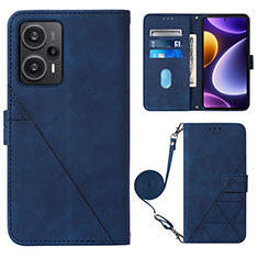 Coque Portefeuille Livre Cuir Etui Clapet YB1 pour Xiaomi Poco F5 5G Bleu