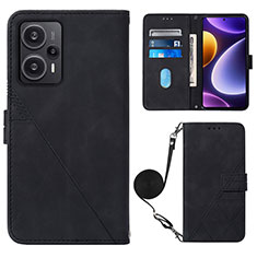 Coque Portefeuille Livre Cuir Etui Clapet YB1 pour Xiaomi Poco F5 5G Noir