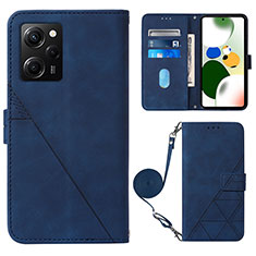 Coque Portefeuille Livre Cuir Etui Clapet YB1 pour Xiaomi Poco X5 Pro 5G Bleu