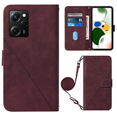 Coque Portefeuille Livre Cuir Etui Clapet YB1 pour Xiaomi Poco X5 Pro 5G Rouge