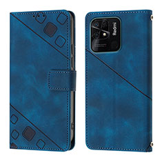 Coque Portefeuille Livre Cuir Etui Clapet YB1 pour Xiaomi Redmi 10 India Bleu