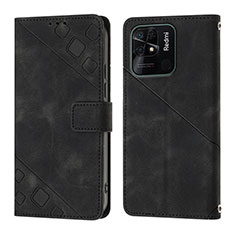 Coque Portefeuille Livre Cuir Etui Clapet YB1 pour Xiaomi Redmi 10 India Noir