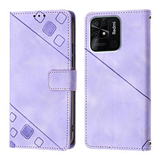 Coque Portefeuille Livre Cuir Etui Clapet YB1 pour Xiaomi Redmi 10 India Violet