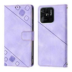 Coque Portefeuille Livre Cuir Etui Clapet YB1 pour Xiaomi Redmi 10 Power Violet