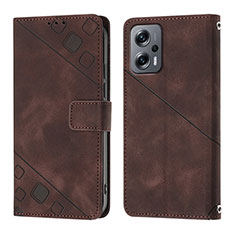 Coque Portefeuille Livre Cuir Etui Clapet YB1 pour Xiaomi Redmi K50i 5G Marron