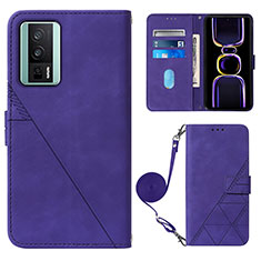 Coque Portefeuille Livre Cuir Etui Clapet YB1 pour Xiaomi Redmi K60 5G Violet