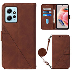 Coque Portefeuille Livre Cuir Etui Clapet YB1 pour Xiaomi Redmi Note 12 4G Marron