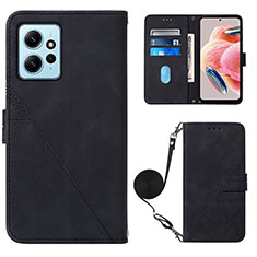 Coque Portefeuille Livre Cuir Etui Clapet YB1 pour Xiaomi Redmi Note 12 4G Noir