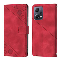 Coque Portefeuille Livre Cuir Etui Clapet YB1 pour Xiaomi Redmi Note 12 5G Rouge