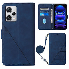 Coque Portefeuille Livre Cuir Etui Clapet YB1 pour Xiaomi Redmi Note 12 Explorer Bleu