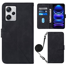 Coque Portefeuille Livre Cuir Etui Clapet YB1 pour Xiaomi Redmi Note 12 Explorer Noir