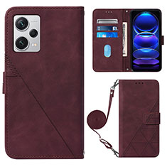 Coque Portefeuille Livre Cuir Etui Clapet YB1 pour Xiaomi Redmi Note 12 Explorer Rouge