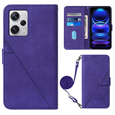 Coque Portefeuille Livre Cuir Etui Clapet YB1 pour Xiaomi Redmi Note 12 Explorer Violet
