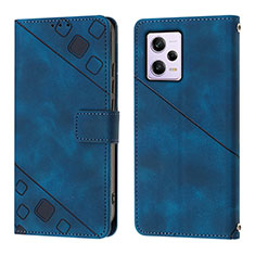 Coque Portefeuille Livre Cuir Etui Clapet YB1 pour Xiaomi Redmi Note 12 Pro 5G Bleu