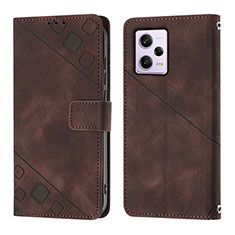 Coque Portefeuille Livre Cuir Etui Clapet YB1 pour Xiaomi Redmi Note 12 Pro 5G Marron