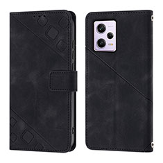 Coque Portefeuille Livre Cuir Etui Clapet YB1 pour Xiaomi Redmi Note 12 Pro 5G Noir