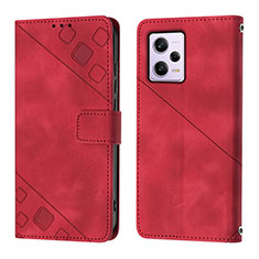 Coque Portefeuille Livre Cuir Etui Clapet YB1 pour Xiaomi Redmi Note 12 Pro 5G Rouge