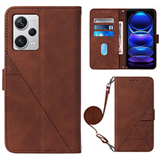 Coque Portefeuille Livre Cuir Etui Clapet YB1 pour Xiaomi Redmi Note 12 Pro+ Plus 5G Marron