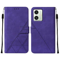 Coque Portefeuille Livre Cuir Etui Clapet YB2 pour Motorola Moto G54 5G Violet