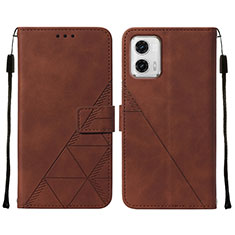 Coque Portefeuille Livre Cuir Etui Clapet YB2 pour Motorola Moto G73 5G Marron