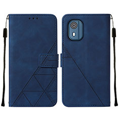 Coque Portefeuille Livre Cuir Etui Clapet YB2 pour Nokia C02 Bleu