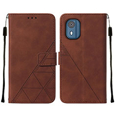 Coque Portefeuille Livre Cuir Etui Clapet YB2 pour Nokia C02 Marron