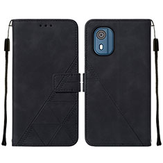 Coque Portefeuille Livre Cuir Etui Clapet YB2 pour Nokia C02 Noir