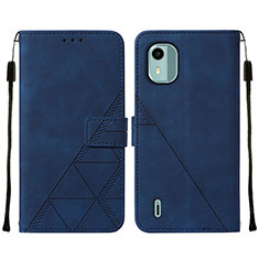 Coque Portefeuille Livre Cuir Etui Clapet YB2 pour Nokia C12 Bleu