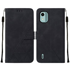 Coque Portefeuille Livre Cuir Etui Clapet YB2 pour Nokia C12 Noir