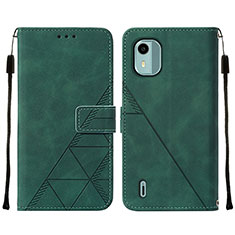 Coque Portefeuille Livre Cuir Etui Clapet YB2 pour Nokia C12 Plus Vert