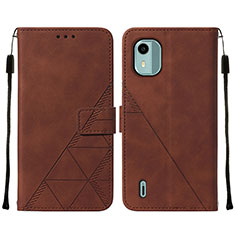 Coque Portefeuille Livre Cuir Etui Clapet YB2 pour Nokia C12 Pro Marron