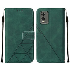 Coque Portefeuille Livre Cuir Etui Clapet YB2 pour Nokia C210 Vert