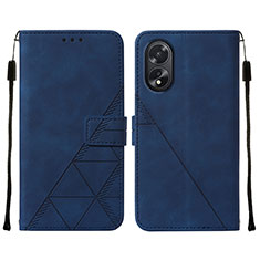 Coque Portefeuille Livre Cuir Etui Clapet YB2 pour Oppo A18 Bleu