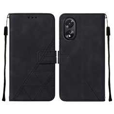 Coque Portefeuille Livre Cuir Etui Clapet YB2 pour Oppo A18 Noir