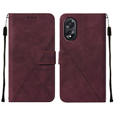 Coque Portefeuille Livre Cuir Etui Clapet YB2 pour Oppo A18 Rouge