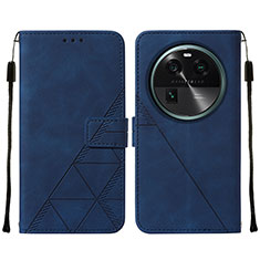 Coque Portefeuille Livre Cuir Etui Clapet YB2 pour Oppo Find X6 5G Bleu