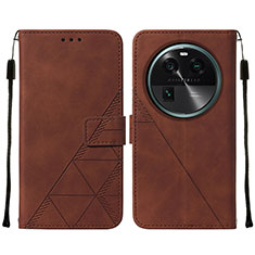 Coque Portefeuille Livre Cuir Etui Clapet YB2 pour Oppo Find X6 5G Marron