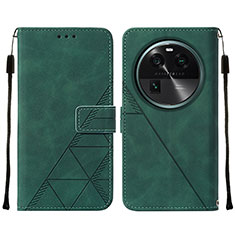 Coque Portefeuille Livre Cuir Etui Clapet YB2 pour Oppo Find X6 5G Vert