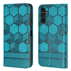 Coque Portefeuille Livre Cuir Etui Clapet YB2 pour Samsung Galaxy Quantum4 5G Cyan