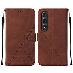 Coque Portefeuille Livre Cuir Etui Clapet YB2 pour Sony Xperia 1 V Marron