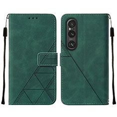 Coque Portefeuille Livre Cuir Etui Clapet YB2 pour Sony Xperia 1 V Vert