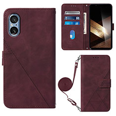 Coque Portefeuille Livre Cuir Etui Clapet YB2 pour Sony Xperia 5 V Rouge