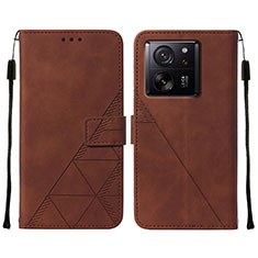 Coque Portefeuille Livre Cuir Etui Clapet YB2 pour Xiaomi Mi 13T 5G Marron