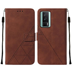 Coque Portefeuille Livre Cuir Etui Clapet YB2 pour Xiaomi Redmi K60 5G Marron