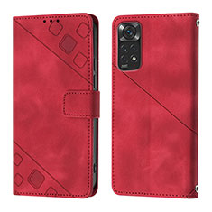 Coque Portefeuille Livre Cuir Etui Clapet YB2 pour Xiaomi Redmi Note 11S 4G Rouge