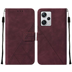 Coque Portefeuille Livre Cuir Etui Clapet YB2 pour Xiaomi Redmi Note 12 Explorer Rouge