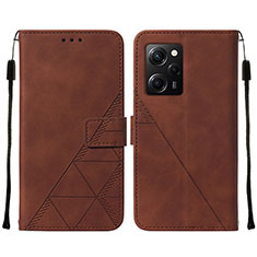 Coque Portefeuille Livre Cuir Etui Clapet YB2 pour Xiaomi Redmi Note 12 Pro Speed 5G Marron