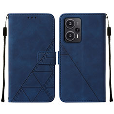 Coque Portefeuille Livre Cuir Etui Clapet YB2 pour Xiaomi Redmi Note 12 Turbo 5G Bleu